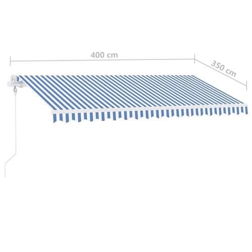 Fritstående markise 400x350 cm automatisk betjening blå/hvid