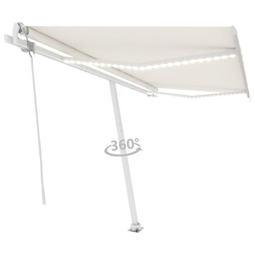Markise m. LED + vindsensor 400x350 cm automatisk creme