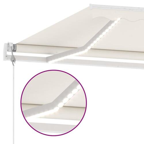 Markise m. LED + vindsensor 400x350 cm automatisk creme