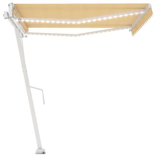 Markise m. LED + vindsensor 400x350 cm automatisk gul/hvid