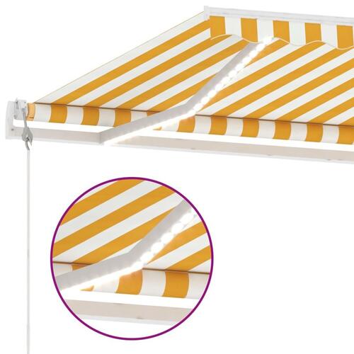 Markise m. LED + vindsensor 400x350 cm automatisk gul/hvid