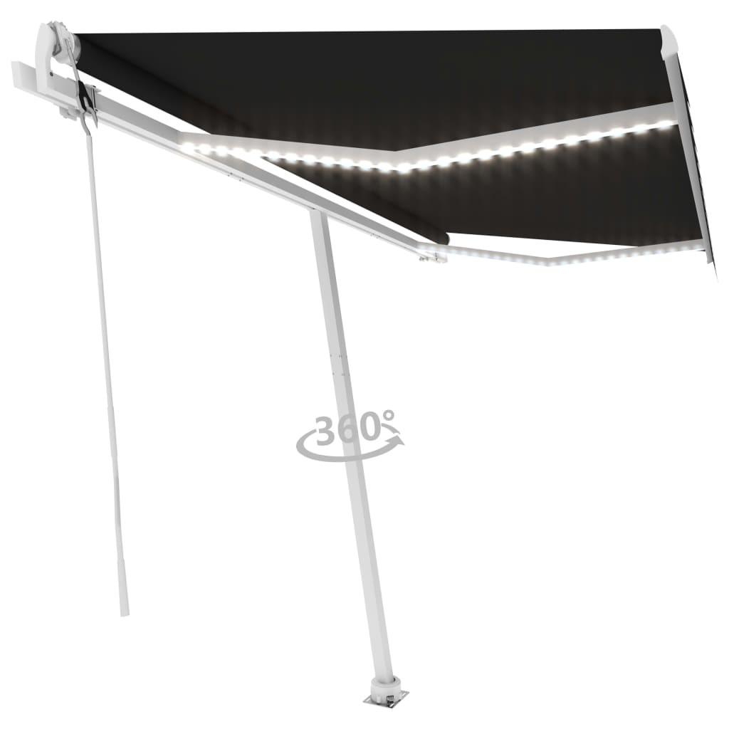Markise m. LED + vindsensor 400x350 cm automatisk antracit