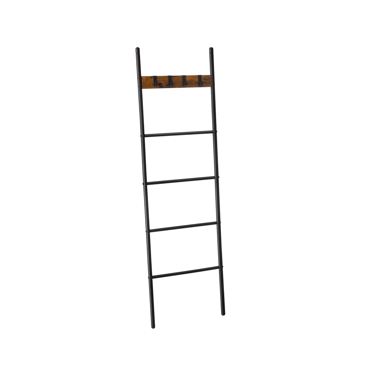 Håndklædestige 5 niveauer 44 × 160 cm, industrielt design, vintage brun/sort billede