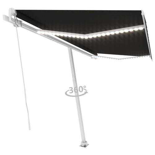 Markise med LED-lys 450x350 cm manuel betjening antracitgrå