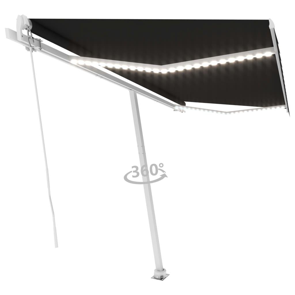 Markise med LED-lys 450x350 cm manuel betjening antracitgrå