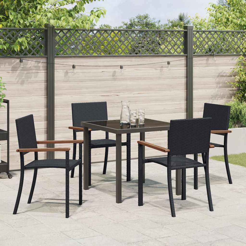 Have Spisebordssæt 5 stk Sort Poly rattan billede