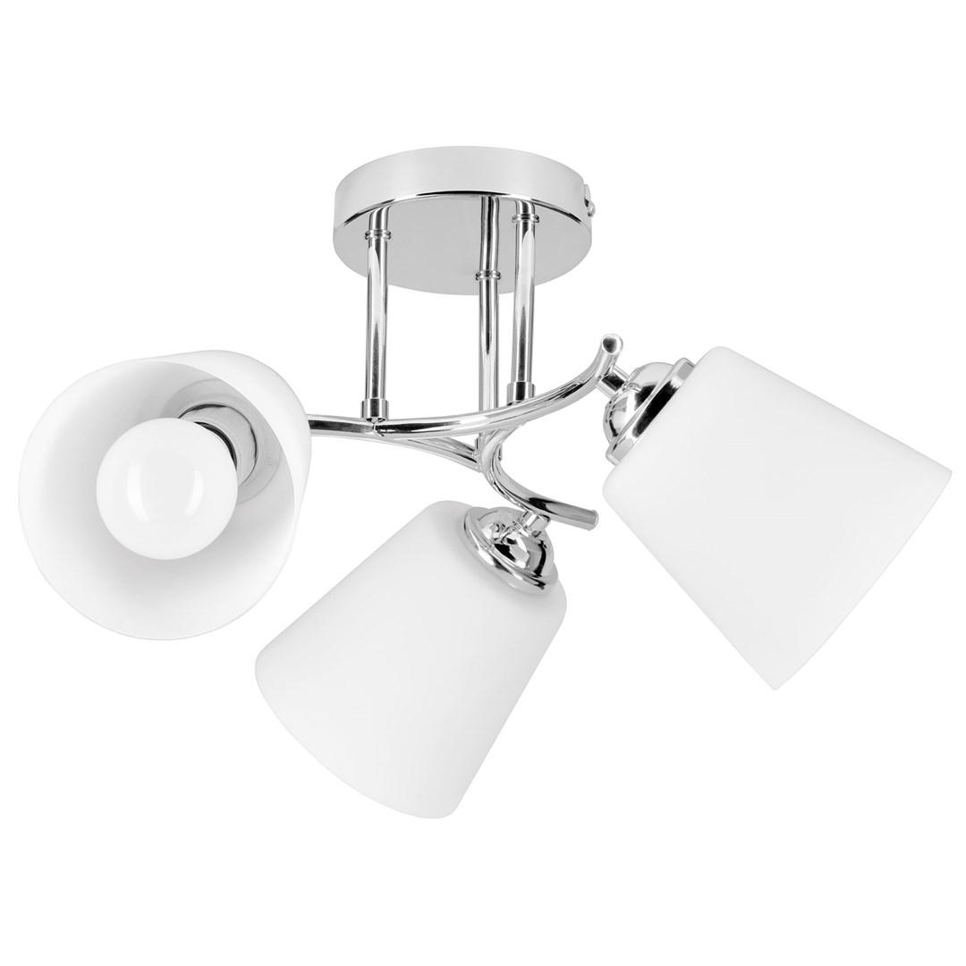 Loftlampe Activejet EMILY 3-spot, E27, krom/hvid, IP20 billede