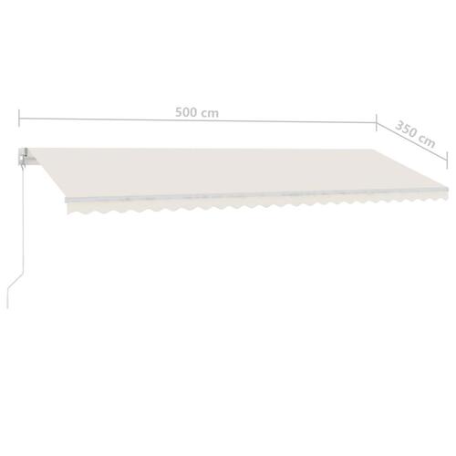 Markise med LED-lys 500x350 cm manuel betjening cremefarvet