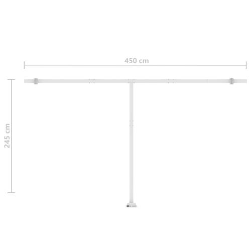Markise m. LED-lys 500x350 cm manuel betjening gul og hvid