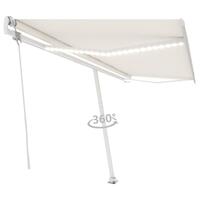 Markise m. LED + vindsensor 500x350 cm automatisk cremefarvet