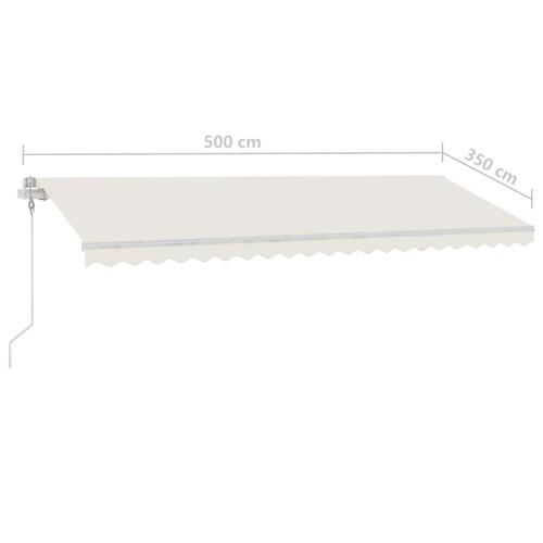 Markise m. LED + vindsensor 500x350 cm automatisk cremefarvet