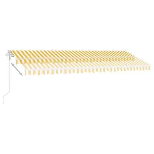 Markise m. LED + vindsensor 500x350 cm automatisk gul og hvid