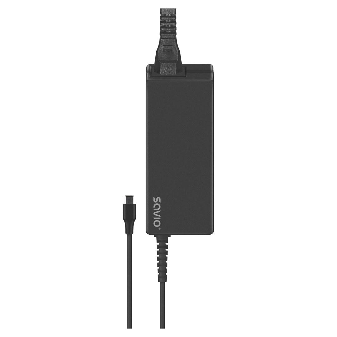 USB-C oplader 65 W - Savio ZA-01, sort, AC, indendørs billede
