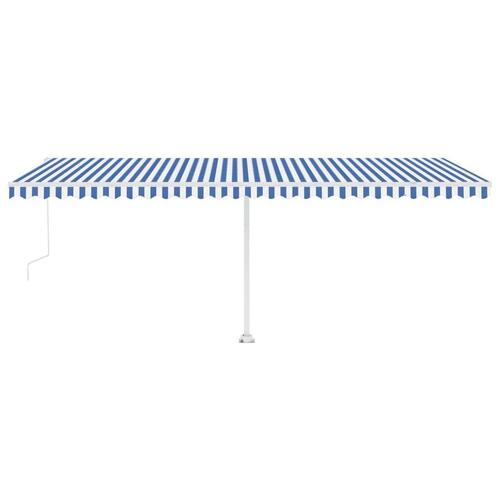 Fritstående markise 600x350 cm automatisk betjening blå/hvid