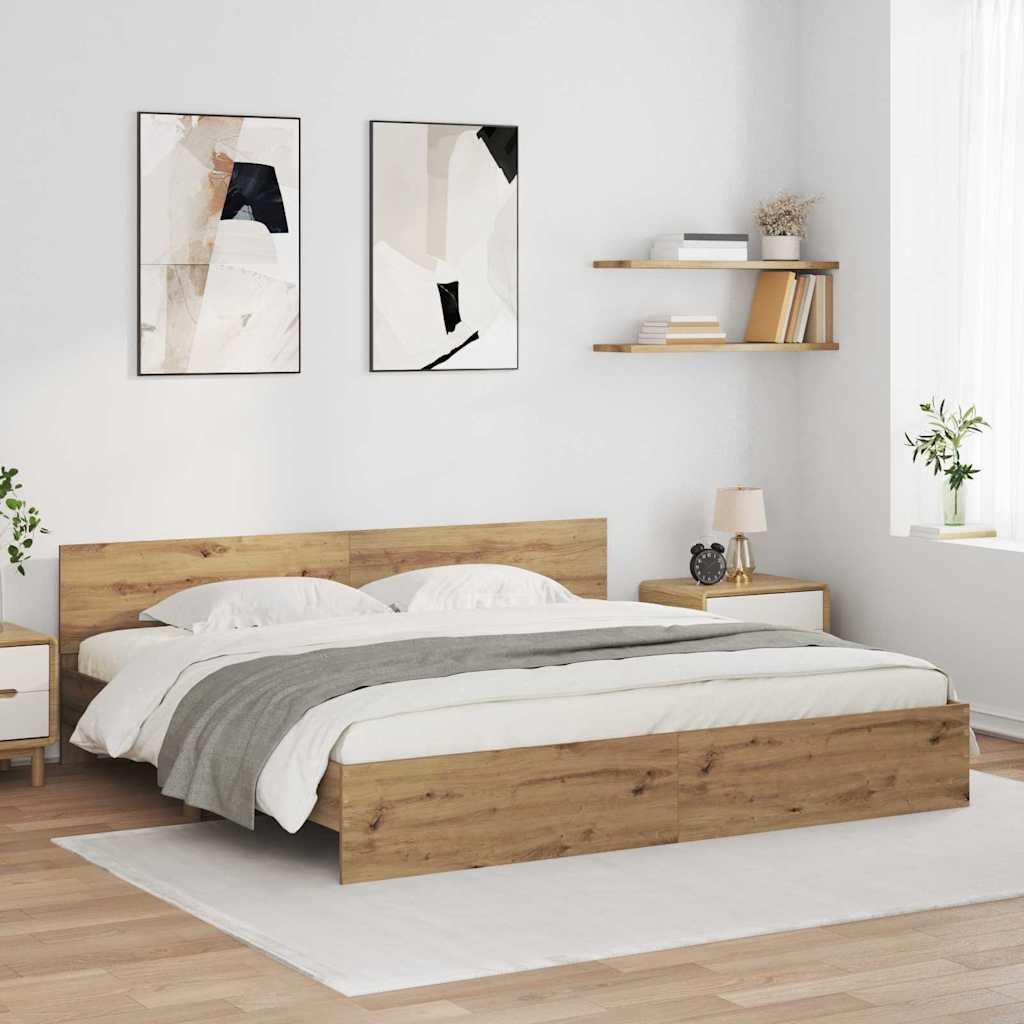 Sengestel Artisan Egetræ 200 x 200 cm Konstrueret træ billede