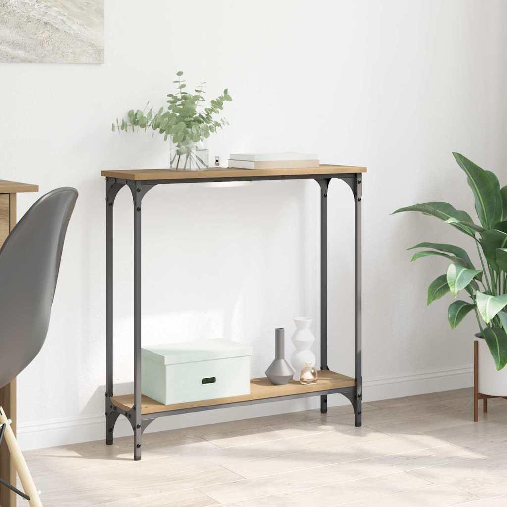 Konsolbord Artisan Egetræ 75 x 22,5 x 75 cm Konstrueret træ billede