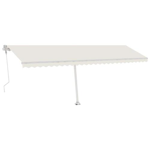 Markise m. LED + vindsensor 600x350 cm automatisk cremefarvet