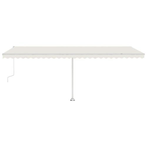 Markise m. LED + vindsensor 600x350 cm automatisk cremefarvet