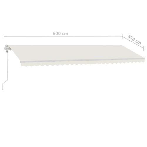 Markise m. LED + vindsensor 600x350 cm automatisk cremefarvet