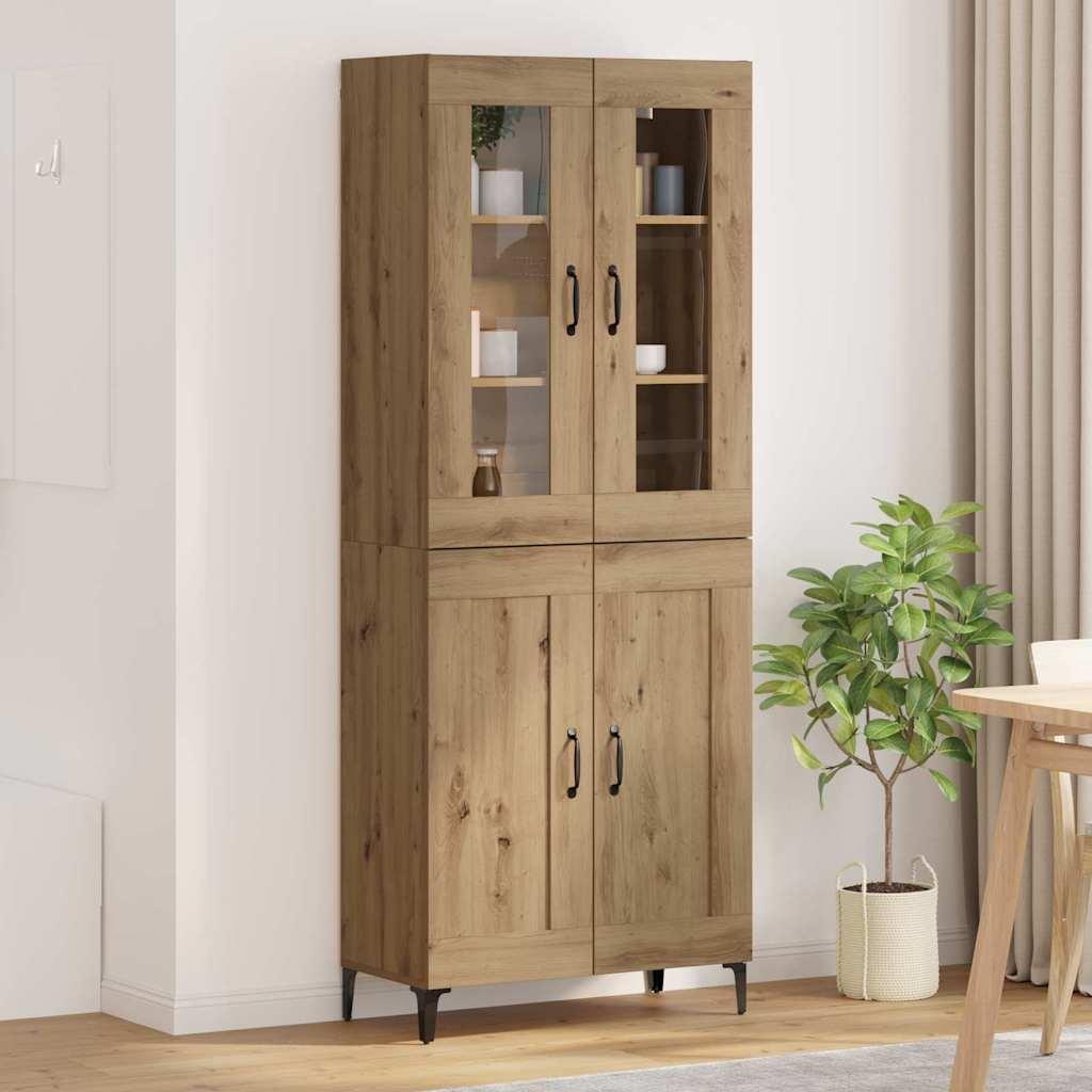 Highboard Artisan Egetræ 69,5 x 34 x 180 cm Konstrueret træ billede