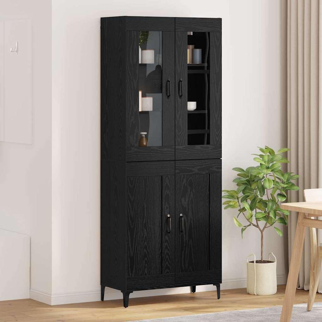 Highboard Sort eg 69,5 x 34 x 180 cm Konstrueret træ billede