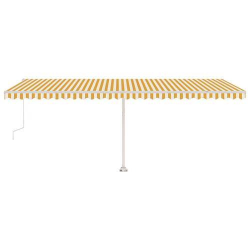 Markise m. LED + vindsensor 600x350 cm automatisk gul og hvid