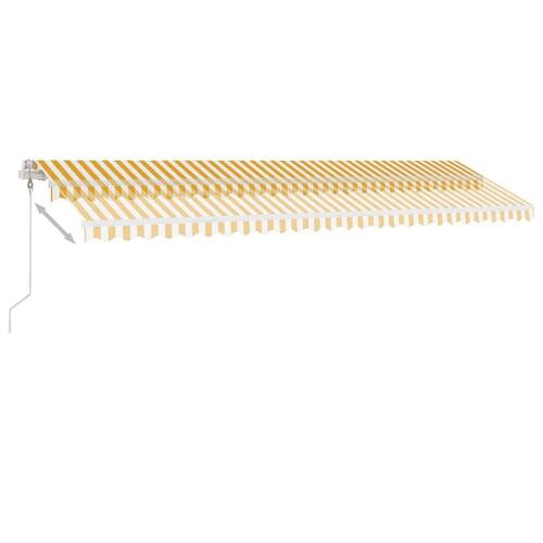 Markise m. LED + vindsensor 600x350 cm automatisk gul og hvid