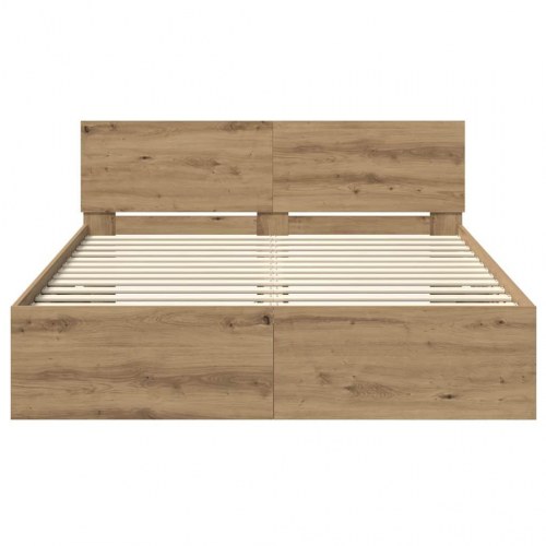 Sengestel med LED og hovedgavl - artisan egetræ 135 x 190 cm