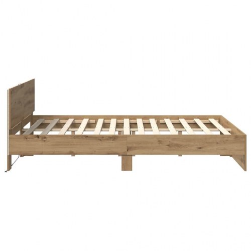 Sengestel med LED og hovedgavl - artisan egetræ 135 x 190 cm