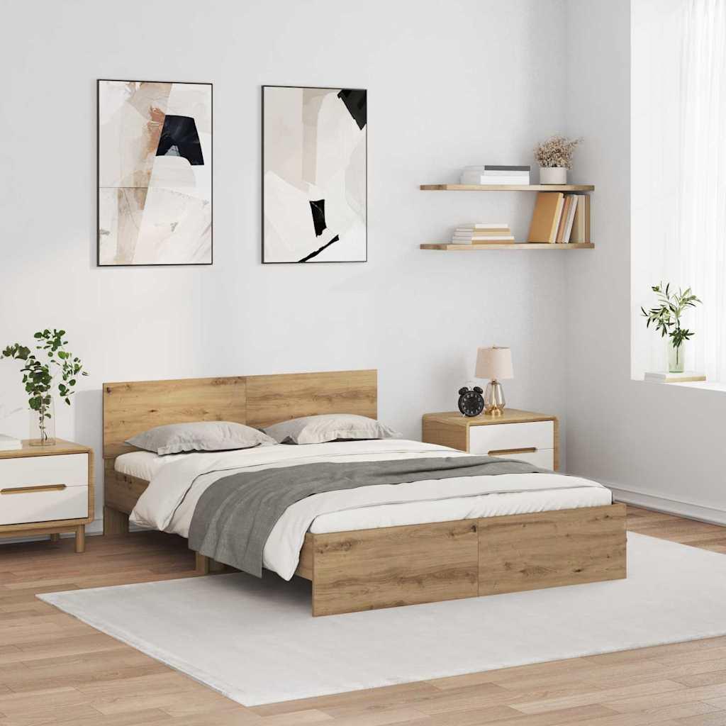 Sengestel Artisan Egetræ 140 x 190 cm Konstrueret træ billede