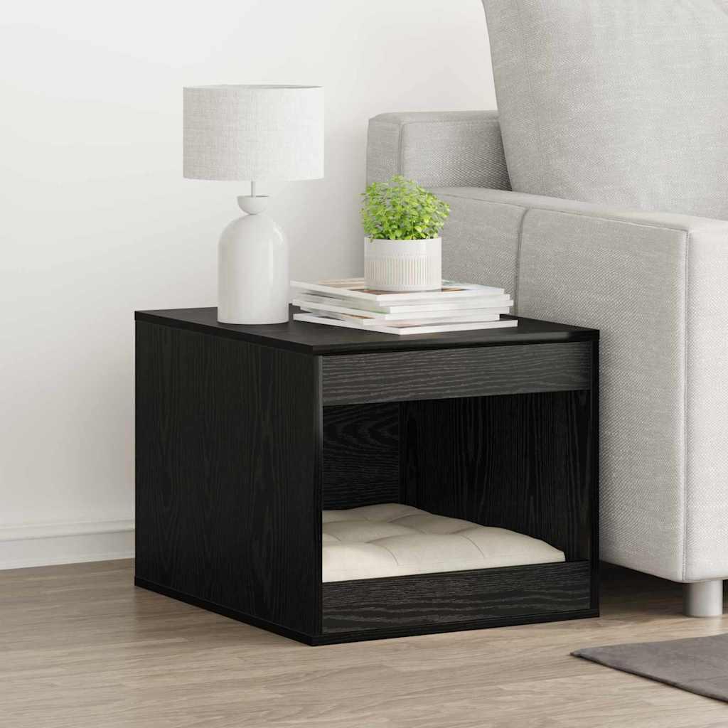 Kattekasse indhegning Sort eg 47 x 59 x 42 cm Konstrueret træ billede