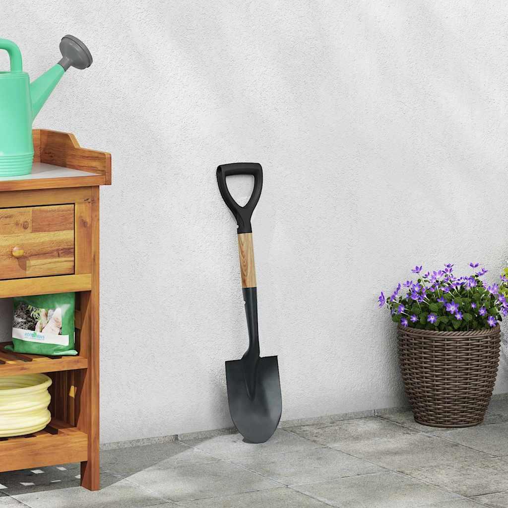 Skovl Sort 68,5 cm Powder Coated Stål og Solid Træ billede