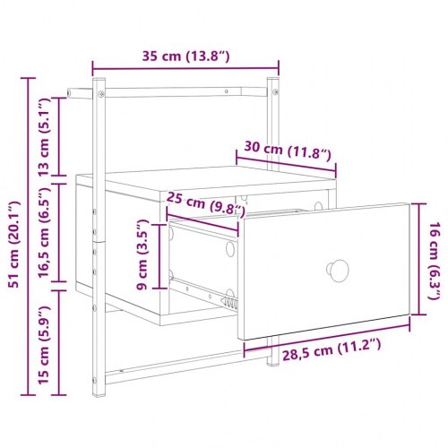 Natbord i sort eg 35 x 30 x 51 cm