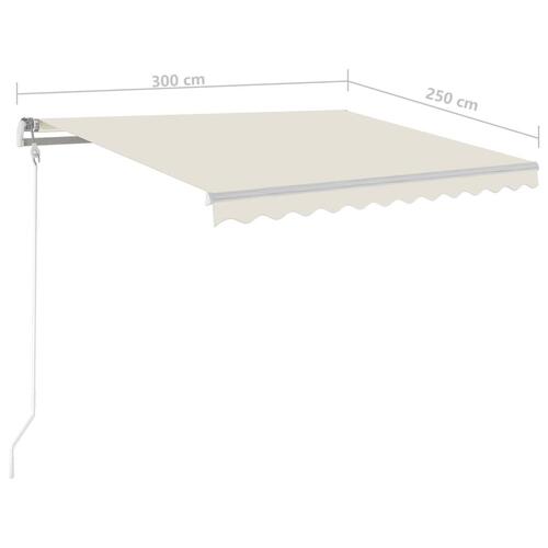 Fritstående markise 300x250 cm manuel betjening cremefarvet