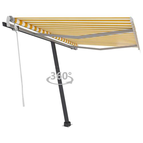 Fritstående markise 300x250 cm manuel betjening gul og hvid