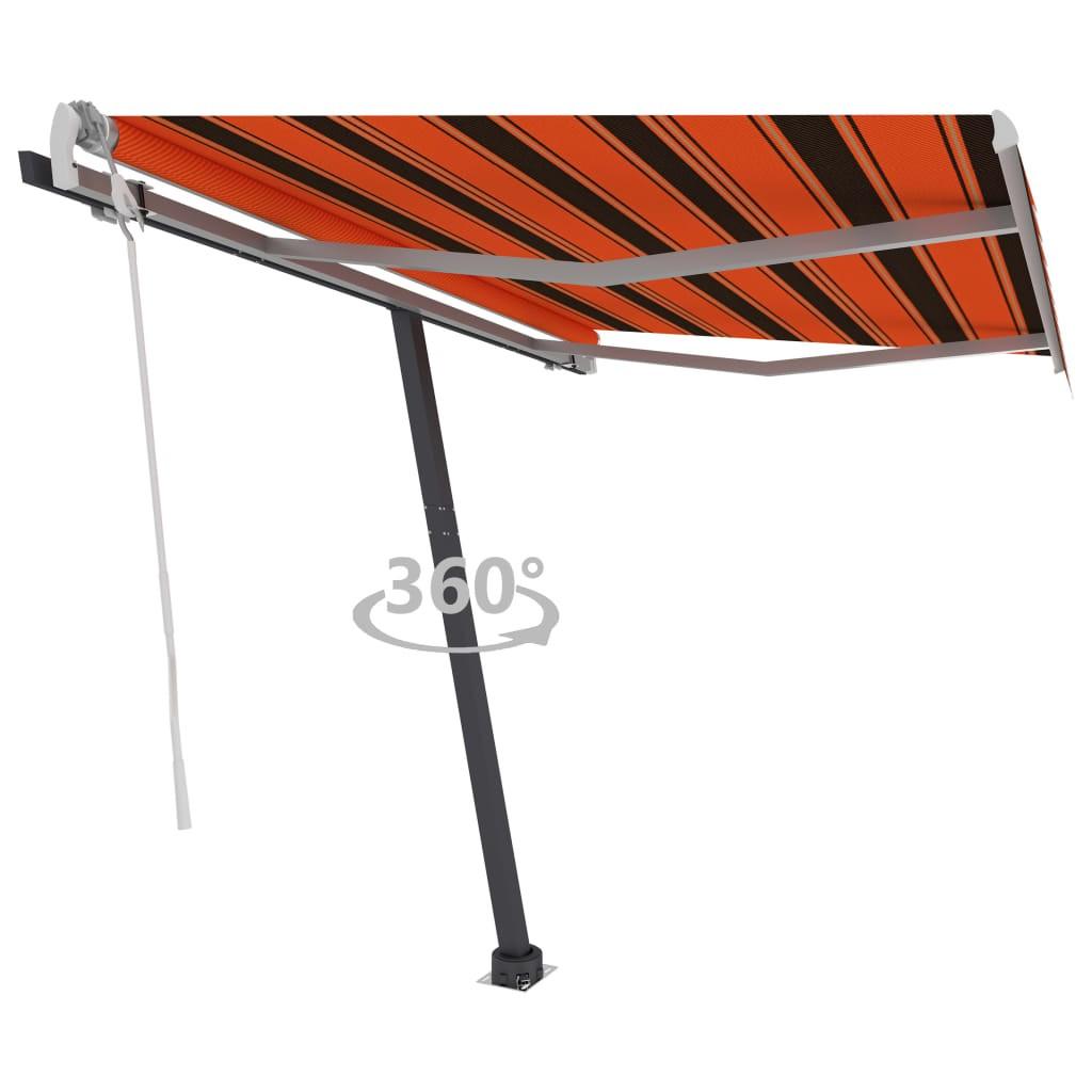Fritstående markise 300x250 cm manuel betjening orange/brun