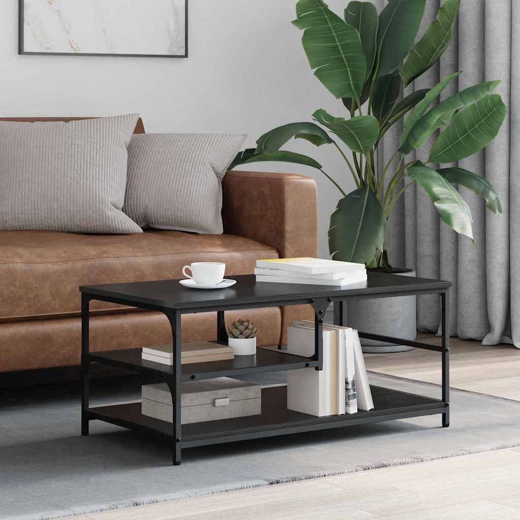Sofabord Sort eg 90 x 49 x 40 cm Konstrueret træ billede
