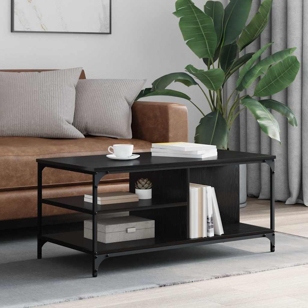 Sofabord Sort eg 100 x 50 x 45 cm Konstrueret træ billede