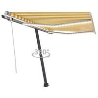 Markise m. LED-lys 300x250 cm manuel betjening gul og hvid