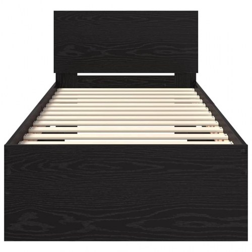 Sengestel med hovedgærde og LED-lys - sort eg, 75 x 190 cm