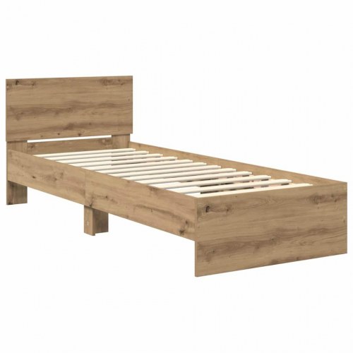 Sengestel med LED og hovedgavl - artisan egetræ - 75 x 190 cm