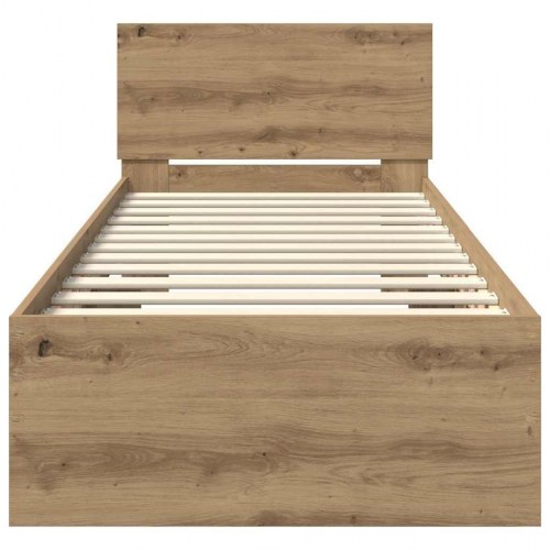 Sengestel med LED og hovedgavl - artisan egetræ - 75 x 190 cm