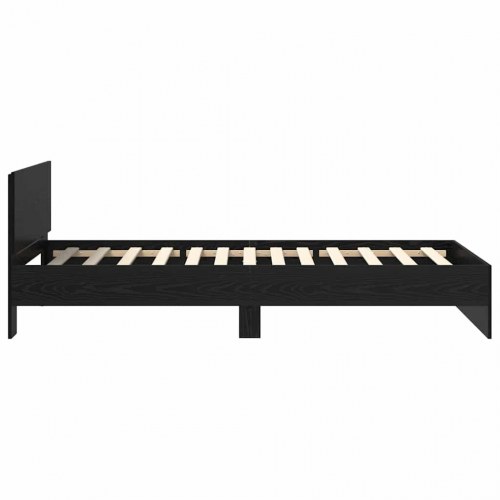 Sengestel med LED og hovedgærde - sort eg 90 x 190 cm
