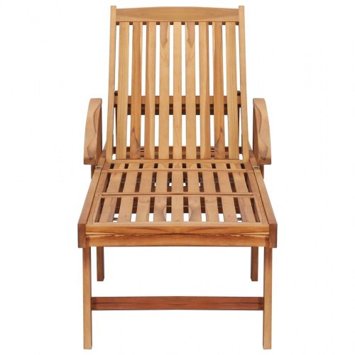 Liggestol med bord og hynde massivt teaktræ