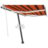 Markise m. LED-lys 300x250 cm manuel betjening orange og brun