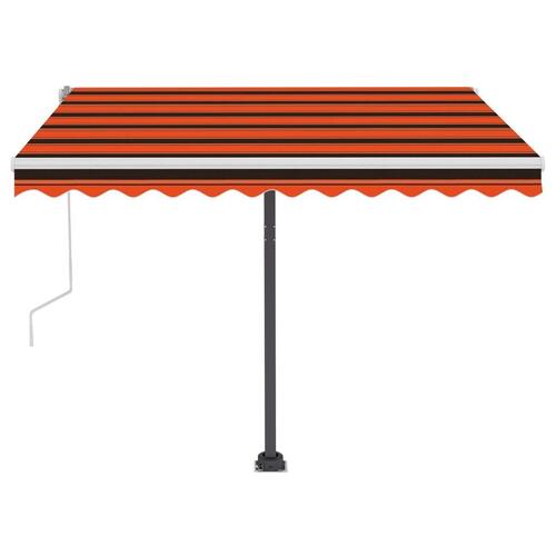 Markise m. LED-lys 300x250 cm manuel betjening orange og brun