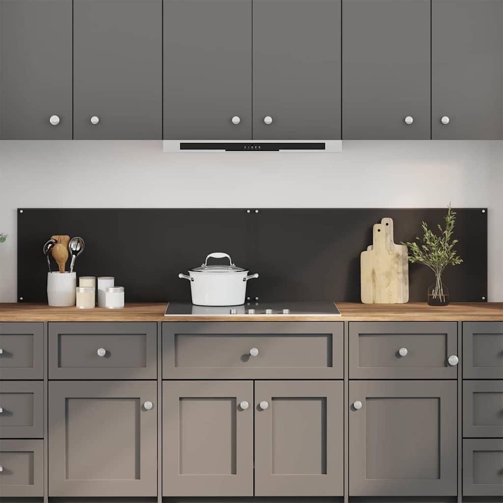 Køkken bagvæg 2 stk Sort 100 x 40 cm hærdet glas billede