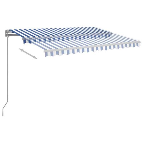 Fritstående markise 300x250 cm automatisk betjening blå og hvid
