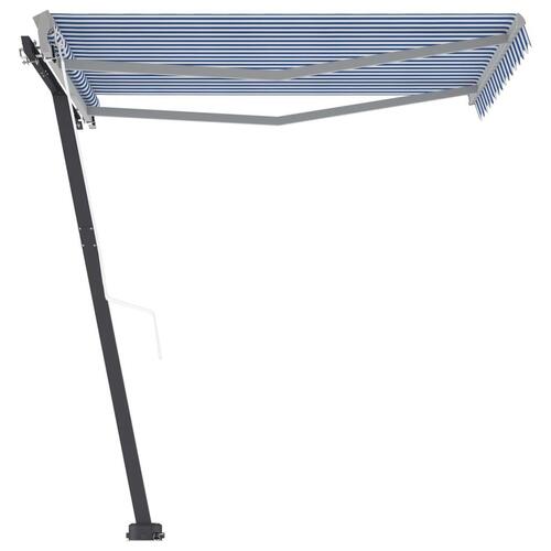 Fritstående markise 300x250 cm automatisk betjening blå og hvid