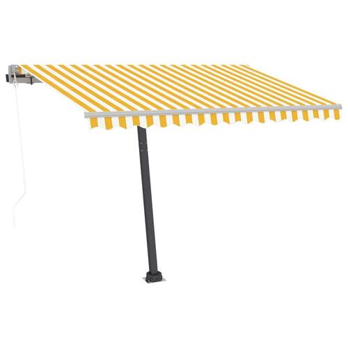 Fritstående markise 300x250 cm automatisk betjening gul og hvid